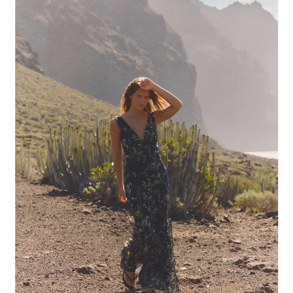 NWT Floral Tulle Maxi Dress